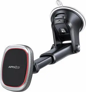 APPS2Car Magnetic Phone Mount, Dashboard Windshield Suction Cup Car Phone Holder Phone Mount with 6 Strong Magnets, Adjustable Telescopic Arm, Compatible with iPhone/Pro/Max/All Smart Phones
