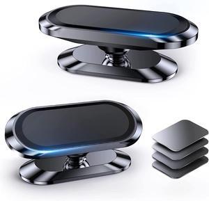 2-Pack Magnetic Phone Holder for car, [ Super Strong Magnet][ with 4 Metal Plate ] iPhone Magnetic CarMount for Cell Phone, [ 360° Rotation ] Universal Dashboard Adhesive Car Magnetic Phone Mount