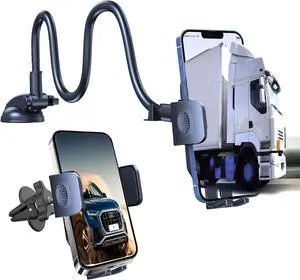 Cell Phone Holder Car [Military Grade Powerful Suction] Car Phone Holder Mount Adjustable Gooseneck for Truck Dashboard Windshield Vent for iPhone 16 15 14 All Mobile Phones