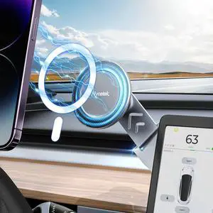 Nycetek Tesla Phone Mount Holder for, [Super Suction Power] Dashboard Magnetic iPhone Car Mount for Tesla Model Y/3/S/X Accessories 2025, Alloy Foldable Car Holder for iPhone Samsung and More