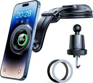 2025 Upgraded for MagSafe Car MountStrongest Magnet & Suction 5-in-1 Bendable Dashboard Windshield Vent Vacuum Magnetic Phone Holder for iPhone 16 15Patent & Safety Cert, Non-Charging, Green