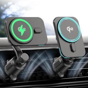 for Qi2 15W MagSafe Car Mount Charger, [More Stable & Faster] Vent Magnetic Wireless Car Charger, HandsFree 360°Rotation Air Vent Phone Mount Holders for iPhone 16/15/14/13/12, with Charging Adapter