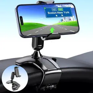 Car Phone Mount, Cell Phone Holder for Car 360 Degree Rotation Dashboard Car Clip Mount Stand Suitable for 4.7 to 6.5 inch Smartphones (Black)