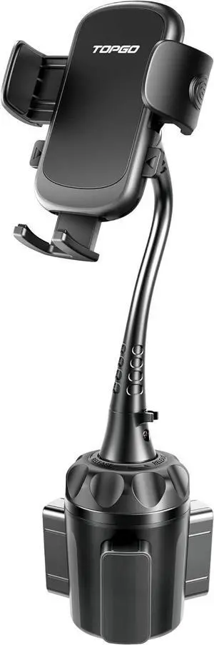 TOPGO Cup Phone Holder for Car [Upgraded Adjustable Gooseneck & Firmly Stable] Car Phone Mount Cell Phone Automobile Cradles for iPhone 16 and All 4-7 inches Smartphone(Black)