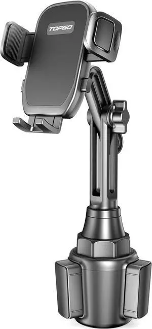 TOPGO Cup Phone Mount, [Height-Adjustable Pole & Non-Shaking] Cup Phone Holder for Car, Cell Phone Cradle for iPhone 16 and All 4.0-7.0 inches Smartphone - Black