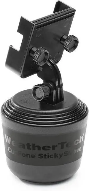 WeatherTech CupFone Two View  Adjustable, Universal Cup Holder Phone Mount Car & Truck Accessory  Best Design for iPhone & Smartphone Charging  Black Plastic Knobs