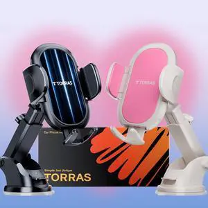 TORRAS2 Pack Phone Holders for Your Car, Phone Mount for Dashboard/Vent/Windshield,Snug-Hold Clamps Cell Phone Holder Car Mount for iPhone/Pro Max