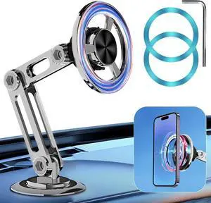 Universal 360° Pro - 2025 New Magnetic Suction Car Phone Holder Hands Free Automobile Mounts Cell Phone Holder with Metal Ring Adjustable Cell Phone Mount for All Mobile Phones