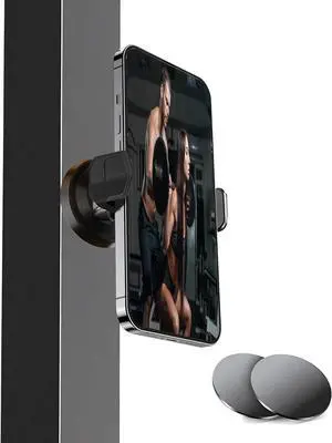 Magnetic Phone Holder Suitable for Gym, 360 Adjustable, Heavy Duty Magnet Phone Mount for Gym Workout Record, Shoot Hands-free Videos During Exercise, Compatible with the Vast Majority of Smartphones