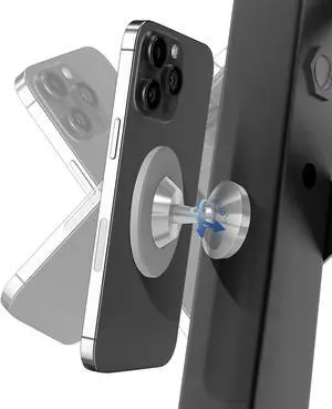 Orzero Upgraded Gym, Car Magnetic Phone Mount Holder Compatible for Mag-Safe, Dual Strong Magnets, Easily and Firmly Attaches to Metal Surface for Any Phones for Videos and Selfies - Silver