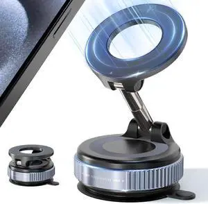 Upgraded Vacuum Magnetic Suction Cup Phone Holder Stand for Magsafe, 360° Adjustable with Swivel Lock, Foldable 89+LBS Strongest Suction, for Your Car/Gym/Kitchen/Mirror