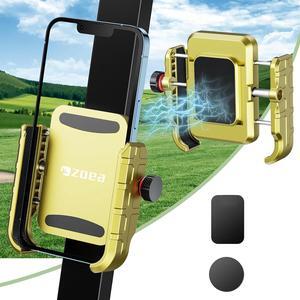 ZOEA Golf Cart Magnetic Phone Holder, Smartphone Mount, Ultra Strength Magnet Golf Phone Caddy, 360°Rotatable/One-Handed Pick & Place View Golf Cart Accessories Golf Gifts (Gold)