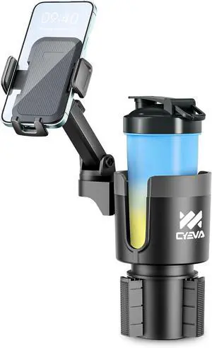 Cup Holder Phone Mount for Car, 2 in 1 Cup Holder Expander Phone Holder with 360°Rotation Long Arm, Vehicle Cell Phone Stand Compatible with 4-7.2 inches Smartphones
