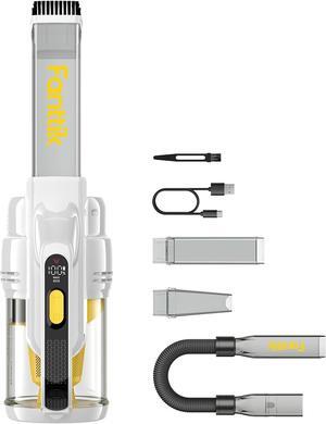 Fanttik V9 Mate Cordless Car Vacuum, 13000Pa Suction Power, 2-Hour Fast Charge, LED Display&LED Light, Portable Hand Vacuum for Car, Office Desk, Keyboards (White)