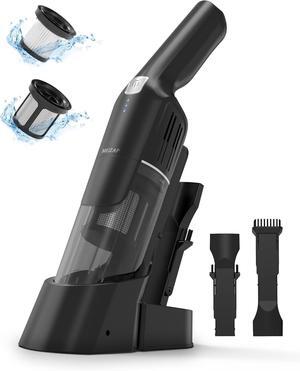 Handheld Vacuum Cordless,15KPA Powerful Car Vacuum,Last 30 Minutes,Rechargeable+Charging Base,500ML Detachable Dust Cup,1.4lb Lightweight,2-in-1 Cleaning Brush,Clean Kitchen,pet Hair,car,Black