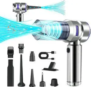 Handheld Vacuum Cordless - 21KPa Strong Suction Car Vacuum Cleaner with 6000mAh Battery & Type-C Charging, 0.4L Dust Cup, Portable car Vacuum for Car Detailing, Home, Camping - Blue