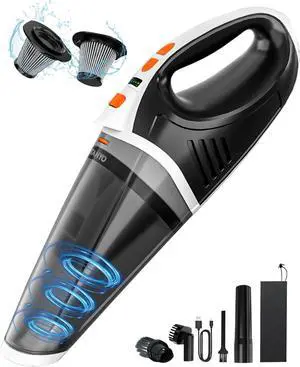 TANYO Handheld Vacuum Cordless Rechargeable, Car Vacuum Cleaner Portable 15KPA Strong Suction, Hand Held Brushless 5 in1 with LED Lights, Small Vacuum 120W for Car, Home, Office, Pet, Dust
