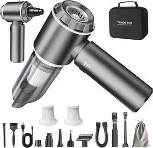 80,000RPM Cordless Car Vacuum & Air Duster 4-in-1 High Power 20000PA Handheld Blower/Pump with Brushless Motor, LED Power Display, 3 Speed for Home/Camping/Pet Hair (Silver)