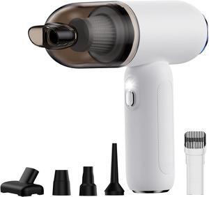 Handheld Car Vacuum Cleaner Cordless, 18000PA High Power Car Vacuum Cleaner & Air Duster/Blower, Portable Vacuum with Magnetic Dust Collection Bin, LED Light, 2 Gear Hand Held Vacuum for PC(White)