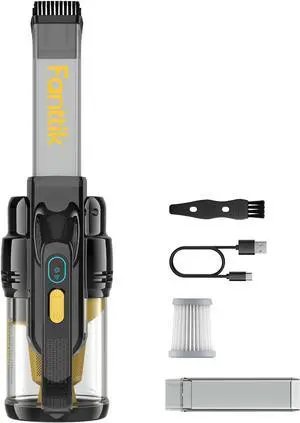 Fanttik Cruise V9 Car Vacuum Cleaner Suction Power with 15000Pa Handheld Vacuum Cordless with Extension Tube & LED Display & Light, Cordless Portable Mini for Home Car Cleaning, Black