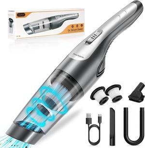 Portable Handheld Vacuum Cordless Cleaner High Power Suction, Type-C Rechargeable, Car Home Pet Hair Vacuums, Multi-Nozzles, Mini Hand Held Wireless Vacuum for Car, Home, Office (Silver)
