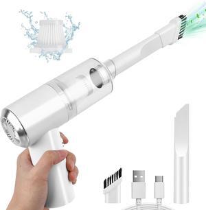 Mini Car Vacuum Cleaner(4500 pa) Portable Cordless Rechargeable,Tiny Handheld Vacuum, Computer Hand Vacuum for Keyboard and Laptop, Mini Hand Held Vac for Car and Home /V01/White