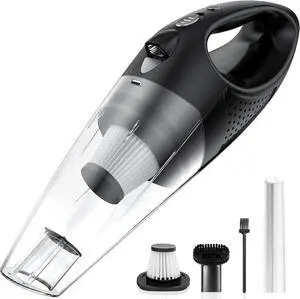 Handheld Vacuum Cordless with 2 Filters, Car Vacuum Cleaner High Power with Fast Charge Tech, Portable Rechargeable Mini Vacuum with Large-Capacity Battery, Silver, 14.3"X4.6"X4.0"