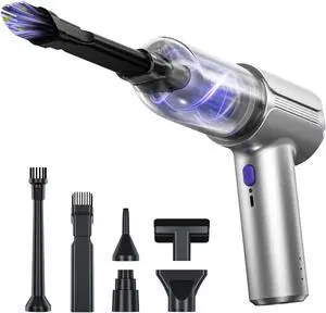 Handheld Car Vacuum Cleaner Cordless with Brushless Motor, 21000PA High Power Mini Air Duster, 7 in 1 Keyboard Portable Vacuum Cleaner Dual Filters for Car, Home, Office, Pet
