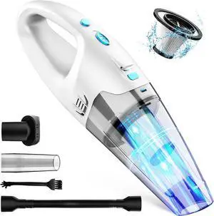 Handheld Vacuum Cordless,Car Hand Cordless Rechargeable,Powerful Suction Hand Held Vacuum with LED Light/Multi Accessories,1.6lbs Car Mini Portable Vacuum Cleaner for Home Office Pet