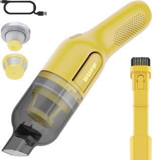 BUFF Cordless Handheld Vacuum, Rechargeable Car Vacuum Cleaner with Combo Crevice and Brush Tool Included, for Home, Office, Car, Pets - Yellow