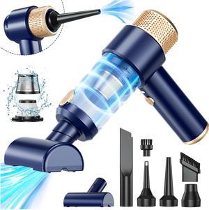 Dealswin Handheld Vacuum Cleaner Cordless, 4 in 1 Car Vacuum Cleaner Portable Air Duster with LED Light Multi-Nozzles 15000Pa Hand held Vacuum for Car Home Office Pet (Blue)