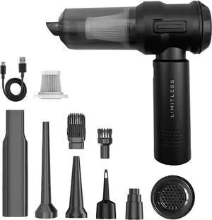 Limitless 2-in-1 Portable Cordless Powerful 3-Mode 14000Pa Handheld Vacuum & Air Blower/Pump with Carrying Case + Attachments