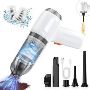 Mini Vacuum Cleaner for Car with 2 Pcs Filter, 3 in1 Wireless Handheld Car Vacuum Rechargeable 8000PA High Power, Keyboard Vacuum & Air Blower & Hand Pump for Home & Office, Inflate SwimRing