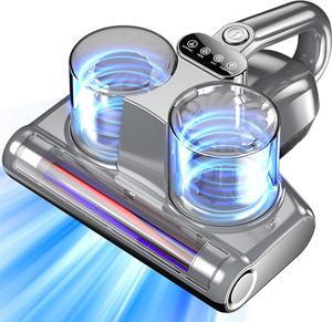 Bed Vacuum Cleaner 5 in 1 with Mattress Vacuum 16Kpa Suction 253.7nm UV-C Light, HEPA Filtration, Ultrasonic, Heating, 30000Rpm/Min Brushroll Rotation, Replacement Filter Included, 500W, Corded