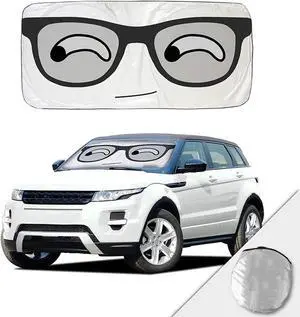 HOMEYA Car Windshield Sunshade, Cartoon Panda Auto Sun Shade Foldable Sun Visor Protector UV Ray Reflector Shield to Keep Vehicle Cool & Damage Free Protect Kids Baby & Pets (59 x33.5 Inch) (Eye)