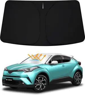 D-Lumina Front Windshield Sun Shade for 2018-2023 to-yota CH-R, Foldable Front Window Sunshade Sun Visor for UV Rays & Sun Heat Protection Interior Accessories
