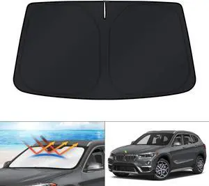 KUST Windshield Sun Shade for 2016 2017 2018 2019 2020 2021 2022 BMW X1 F48 Accessories Custom Fit Sunshade Foldable Window Sun Visor Protector Blocks UV Rays Keep Your Car Cooler