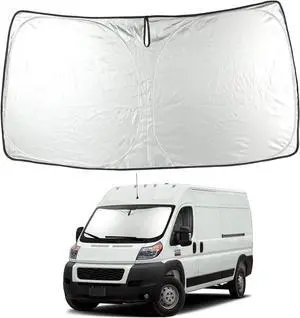 ROCCS Windshield Sunshade UV Ray Reflector for 2014-2025 Dodge RAM ProMaster Full Size Cargo Van Chassis Cab Cutaway Front Window Sun Shade Shield Cover Foldable Reflective Sun Visor