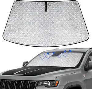Windshield Sun Shade Replace for 2011-2021 Jeep Grand Cherokee, 6 Layers Foldable Window Sun Visor Protector, Blocks Sun Rays Heat, Keep Your Car Cooler