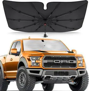 [2025 Updated] Bolamp Car Windshield Sun Shade, [Effective Keep Cool] Spring Structure Umbrella Sunshade for Automobile Windshield, Protect Cars Interior from Sun Rays, Heat Damage - Large