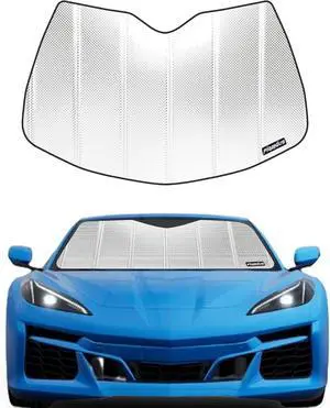 Windshield Sun Shade for Chevrolet Corvette C8 2020-2025. Reflective Aluminum Film Front Window Sunshade - BLAZBLOCK