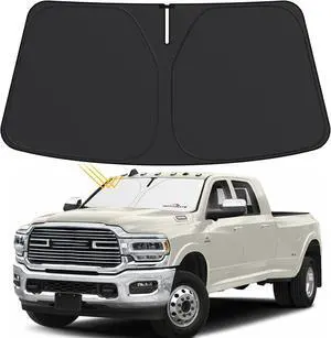 Car Windshield Sun Shade - Motomate Custom for Dodge Ram 2500 3500 2010-2023 [4 Layers Nano Coating] Foldable Car Sun Visor for UV Rays and Sun Heat Protection, Dodge Ram 2500 3500 Accessories