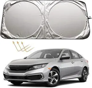 XHRING Windshield Sun Shade Sunshade for Honda Civic 2022 2023 2024 2025 Accord 2018-2025 Sedan Hatchback Si Sedan LX EX EXL Sport Hybrid Touring Accessories Car Front Window Sun Shield