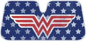 Wonder Woman Red Logo DC Comics Official Licensed Front Windshield Sun Shade-Accordion Folding Auto Sunshade for Car Truck SUV-Blocks UV Rays Sun Visor Protector-Keep Your Vehicle Cool- 58 x 27 Inch