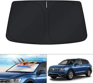 KUST Windshield Sun Shade for Volkswagen VW Tiguan 2018-2023 2024 Window Shade Foldable Sun Visor Protector Blocks UV Rays Keep Your Car Cooler