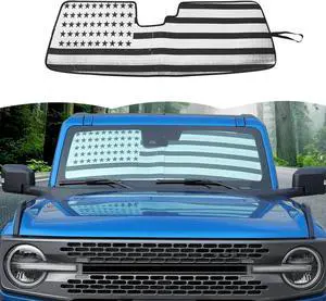 Windshield Sunshade Sun Shade Heat Shield Sun Visor Mat for Ford Bronco 2021 2022 2023,US Flag