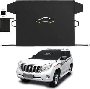 Windshield Sun Shade Cover for Summer, XL Size (Black)  600D Oxford Fabric with Anti-Theft Flaps & Storage Bag, Blocks Sun/UV, Fits Most Cars, Trucks, Vans, SUVs (70.86 x 51.2 inches)