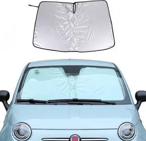 Car Front Windshield Sunshade Compatible with Fiat 500 2010-2025 Abarth 595 2014-2025 Front Window Sun Shade, Foldable Reflective Sun Visor,Blocks UV Rays Sun Visor Protector Heat Shield (Style C)