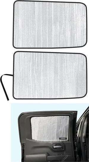 YelloPro Auto Side Window Rear Seat 2nd Row Sunshade Custom Fit for 2019 2020 2021 2022 2023 2024 2025 Chevrolet Silverado 1500, 4Dr 4Door Crew Cab, UV Reflector Sun Protection Accessories (Set of 2)