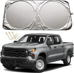 XHRING Windshield Sun Shade for Chevy Chevrolet Silverado 1500 2500 HD 3500 HD Colorado Trail Boss Custom WT LT LTZ RST Z71 ZR2 Crew Double Cab Accessories Car Window Sunshade Shield Visor
